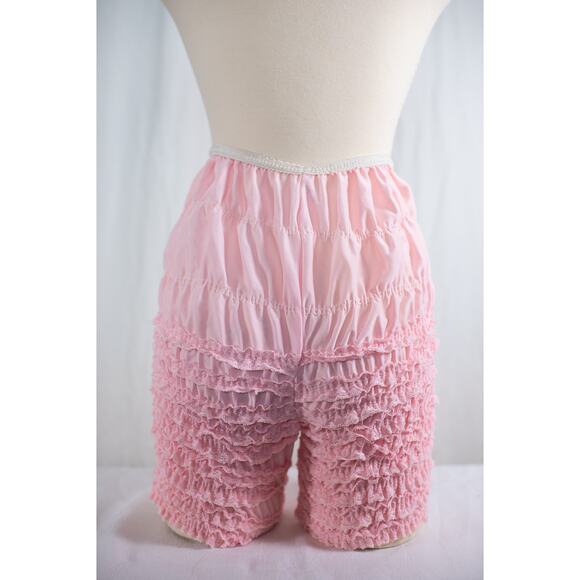 Vintage Pink Ruffle Pettipants Bloomers Lace Boudoir Lingerie Burlesque Pinup, M - Picture 9 of 13